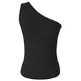 thumbnail image 4 of IWRICH Women's One Shoulder Tank Tops Stylish Sleeveless Slim Fit Cropped Tee Shirt Summer Tops Black S, 4 of 5