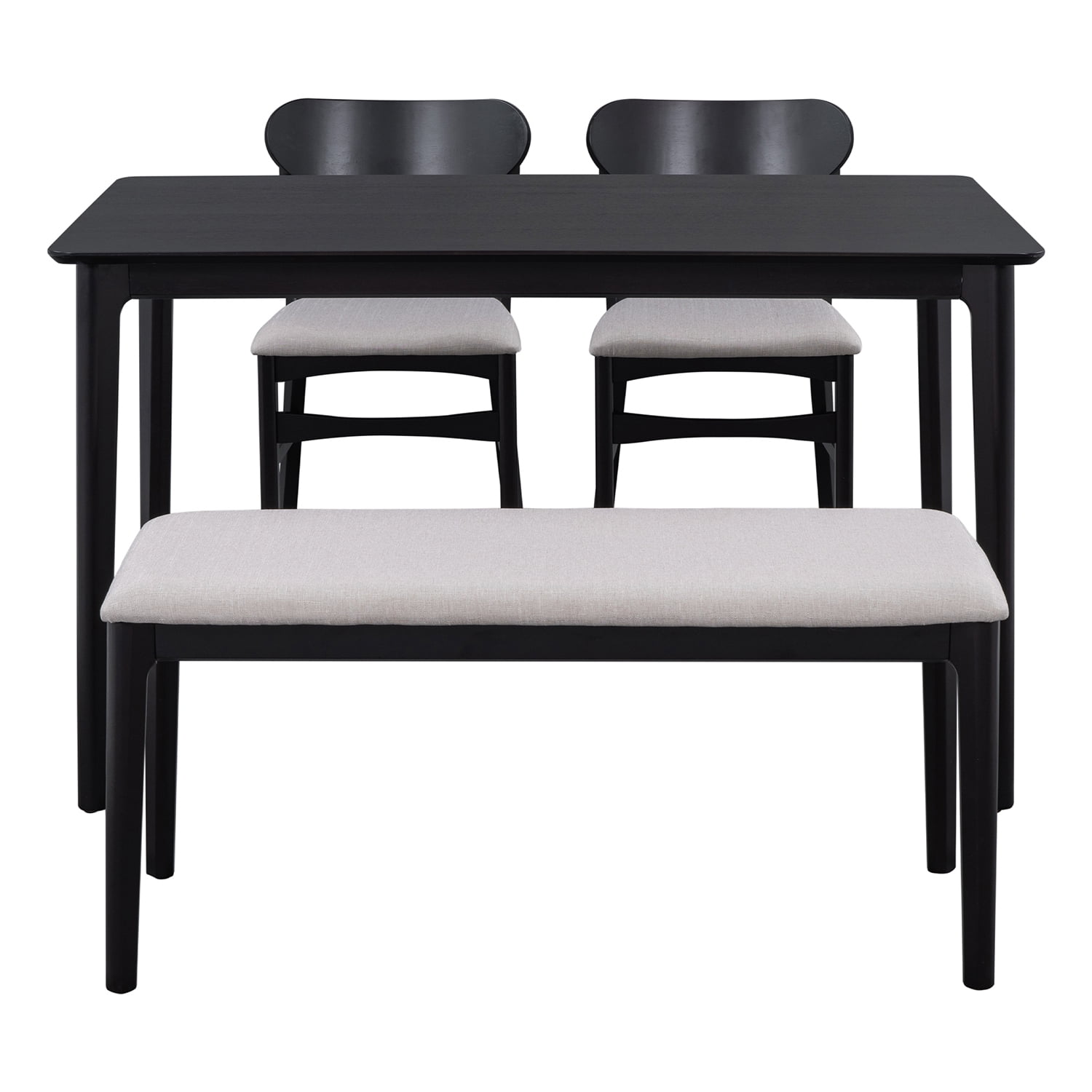 Kadyn Dining Table Set for 4, Solid Wood Dining Set with 2 Chairs and 1 Bench, Modern Dining Table Set for Dining Room, Espresso Kadyn Dining Table Set for 4, Solid Wood Dining Set with 2 Chairs and 1 Bench, Modern Dining Table Set for Dining Room, Espresso