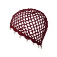 thumbnail image 5 of XIAOCHA Womens Boho Pearl Accent Crochet Beanie Solid Knit Breathable Beach Holiday Beanie Hats,Red, 5 of 5