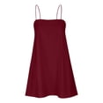 thumbnail image 5 of QUINDOS Dresses for Women 2025 Sleeveless Sundress Beach Square Neck Sun Dresses Summer Cotton Linen Solid Color Tank Short Mini Womens Dresses, 5 of 6