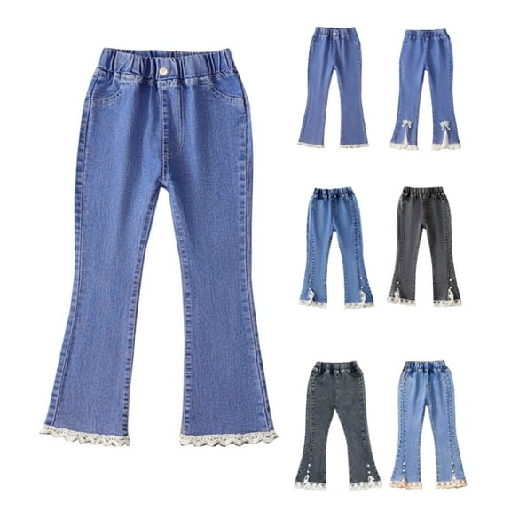 Bnwani Girls Jegging Jeans for Girls Stylish Solid Waisted Pants Blue 3 Years