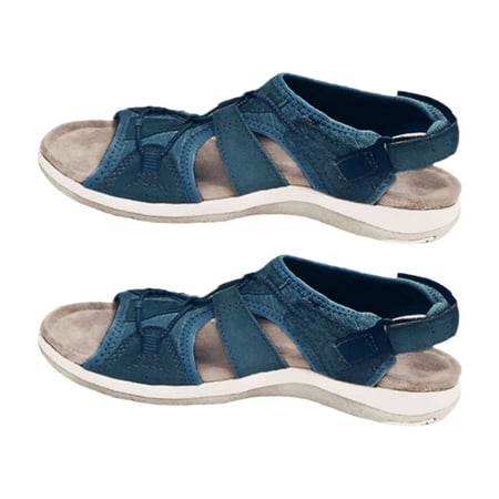 

Yesbay 1 Pair Woman Sandals Low Top Round Toe Flat Bottom Non-Slip Open Toe Beach Sandals