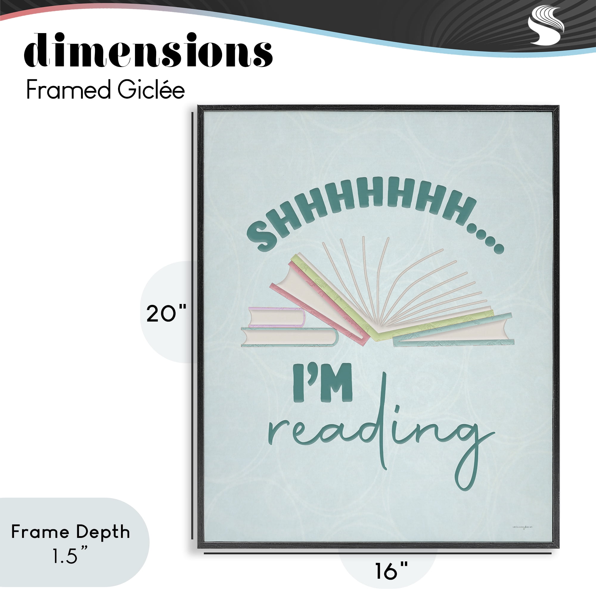 Stupell Industries Shhh I'm Reading Black Framed Giclee Art, design by Seven Trees Design