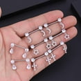thumbnail image 3 of 14G Dangle Charm Nipple Rings for Women Rhinestone Cubic Zirconia Dangling Star Moon Nipplerings Straight Bar Cross Drop Nipple Shield Barbell Ring Fashion Body Piercing Jewelry, 3 of 7
