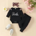 thumbnail image 6 of Newborn Infant Baby Girl Clothes Cotton Letter Print Top and Solid Color Pant, 6 of 8