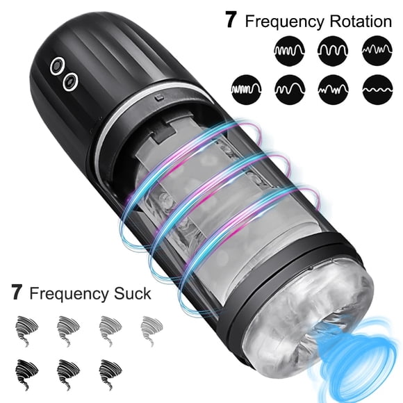XBONP Waterproof Automatic Male Masturbator Cup Vibrators Sucking Rotating Vibrating Stroker Adults Sex Toys for MenBlack