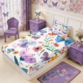 thumbnail image 5 of Manfei Floral Butterfly Twin Sheets 3pcs,Romantic Flowers Bedding,1 Flat Sheet,1 Fitted Sheet and 1 Pillowcase, 5 of 6