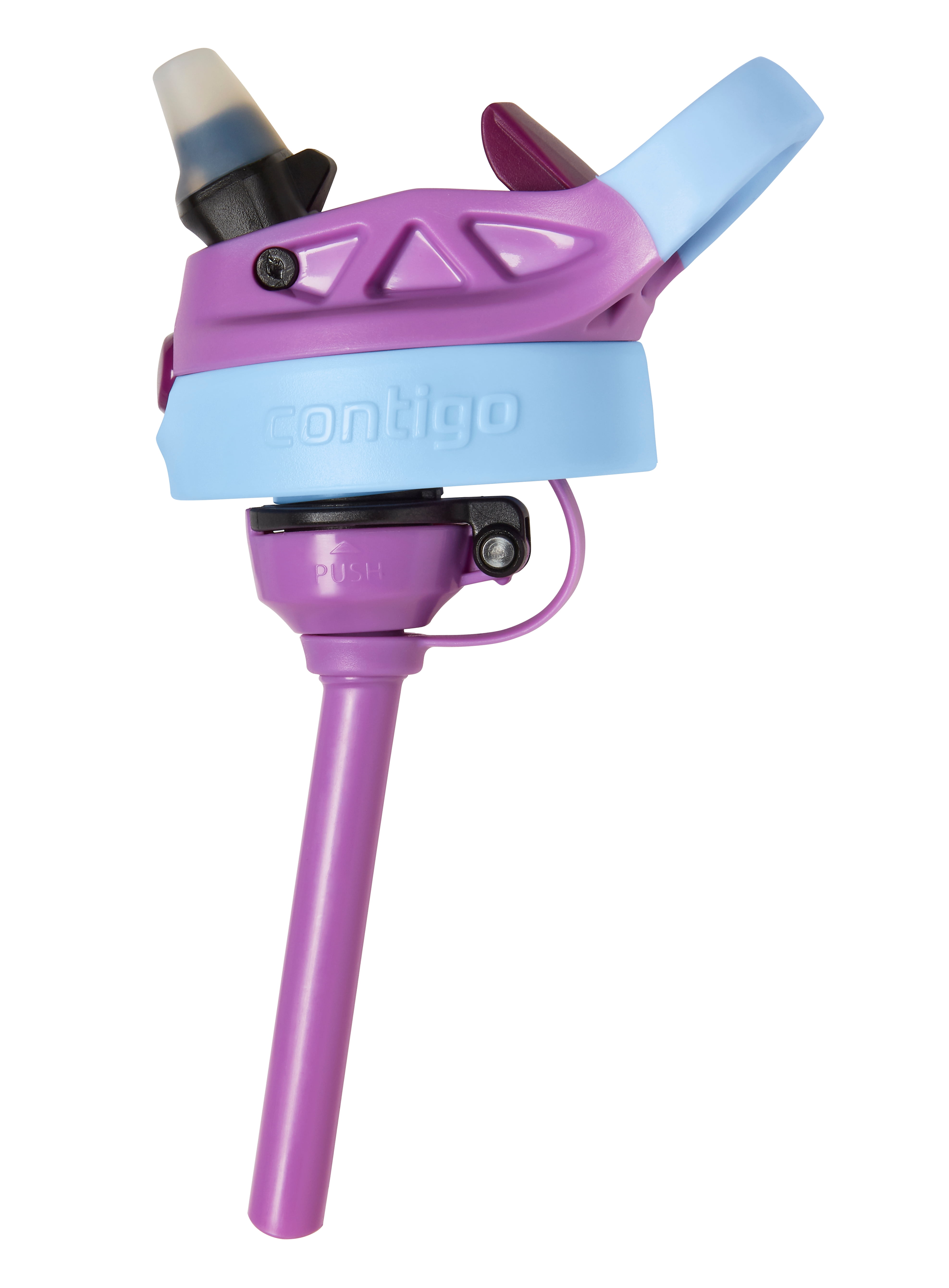 Contigo Kids Plastic Water Bottle with Straw Lid Purple Bunnicorns and Flying Turtles, 14 fl oz.