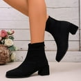 thumbnail image 4 of Lovzfmll Ankle Boots for Women, Square Toe Suede Chunky Heel Back Zipper, Block Heel Booties Chelsea Boots Casual Black Boots, 4 of 9