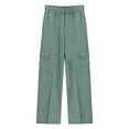 thumbnail image 4 of KAUOD Girls Wide Leg Sweatpants Cargo Pockets Baggy Straight Sweat Pants Kids Elastic Waist School Aesthetic Joggers Clothes, 4 of 9