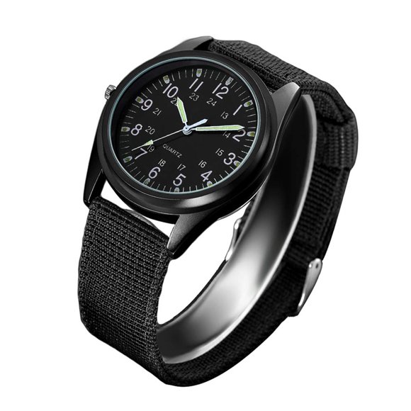 Udaney Fashion Nightlight Mens Women Watch Black Nylon Knitted Sports Leisure Quartz Watch for Army,Nurses,Doctors,Students and Medical Professionals with Second Hand