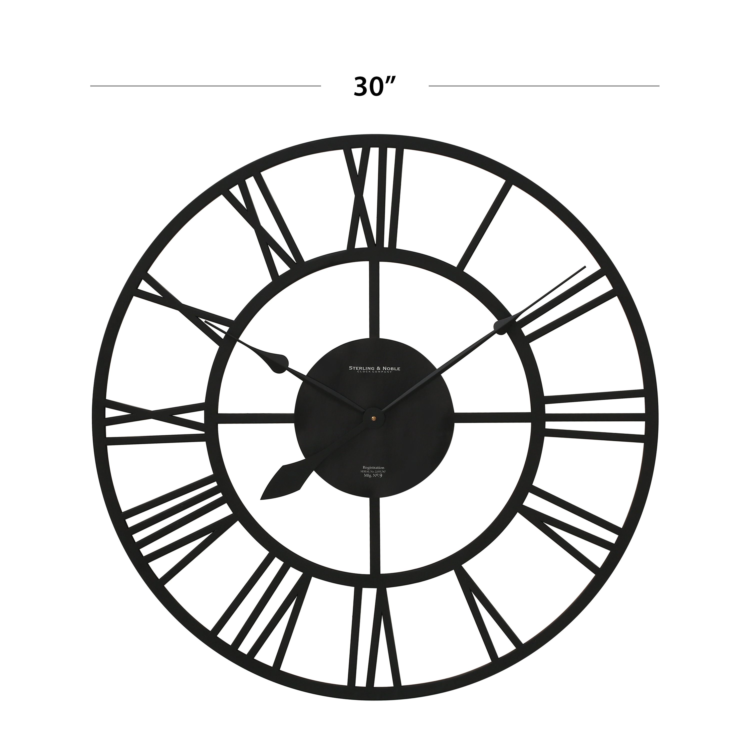 Mainstays 30 in Quartz Industrial Wrought iron look Oversized Wall Clocks