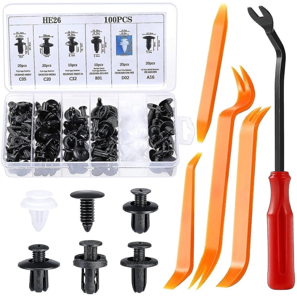 Clips de remache YONGSHENG 100 piezas de plástico Negro Universal para automóviles