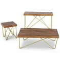 thumbnail image 3 of Bowery Hill Modern Coffee Table in Warm Brown Pine and Brass, 3 of 4