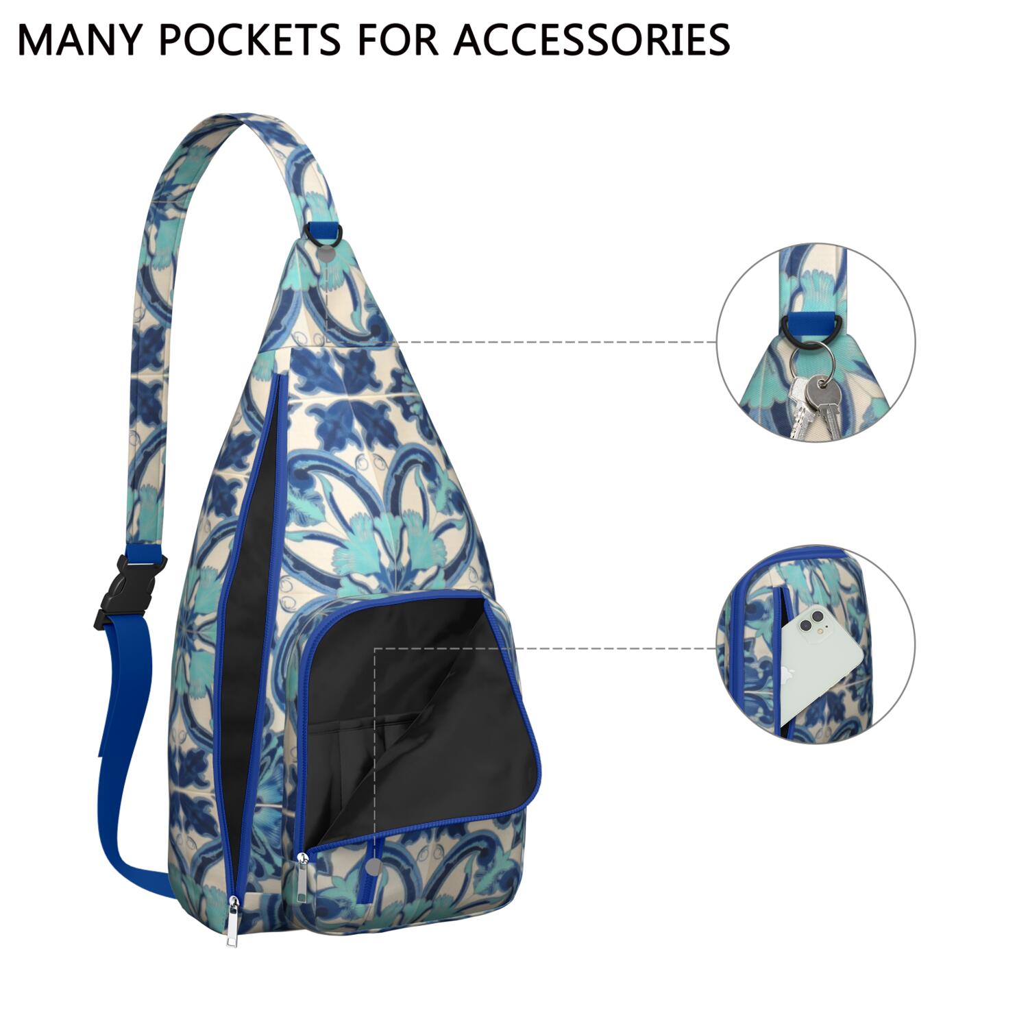 Sling Backpack for Men with Adjustable Shoulder Strap Shoulder Backpack Chest Bag Crossbody Bag for Travel Bohemian Tribal