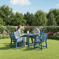 thumbnail image 3 of Aiho 5-Piece HDPE Patio Dining Set, All Weather Table with Umbrella Hole & 4 Patio Chairs for Backyard Garden, Blue, 3 of 6