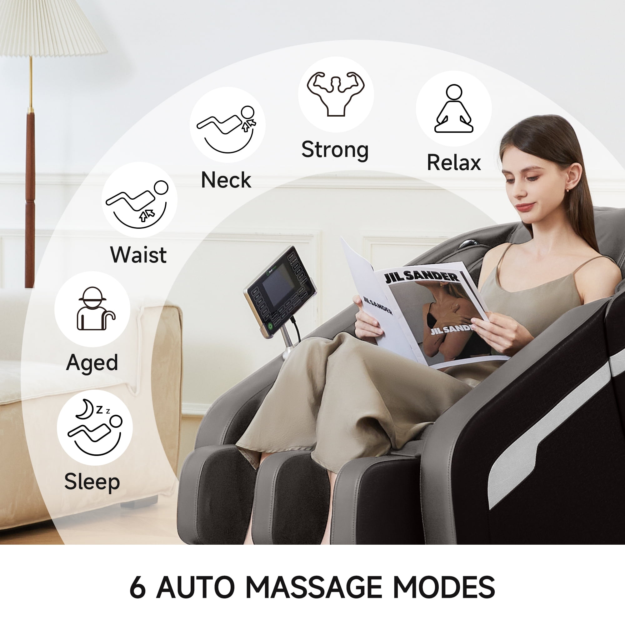 ZENART Massage Chair, Full Body Zero Gravity Massage Chair Recliner with Foot Massager, Brown