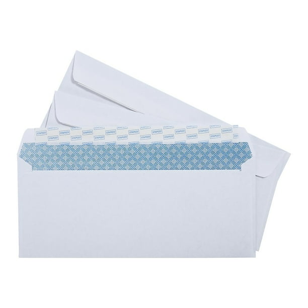 Staples Easy Close #10 Security-Tint Envelopes 100/Box (394057/19037
