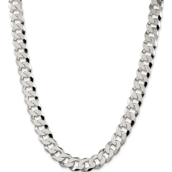 Sterling Silver 12.3mm Beveled Curb Chain (20 X 12.3) Made In Italy qfb300-20