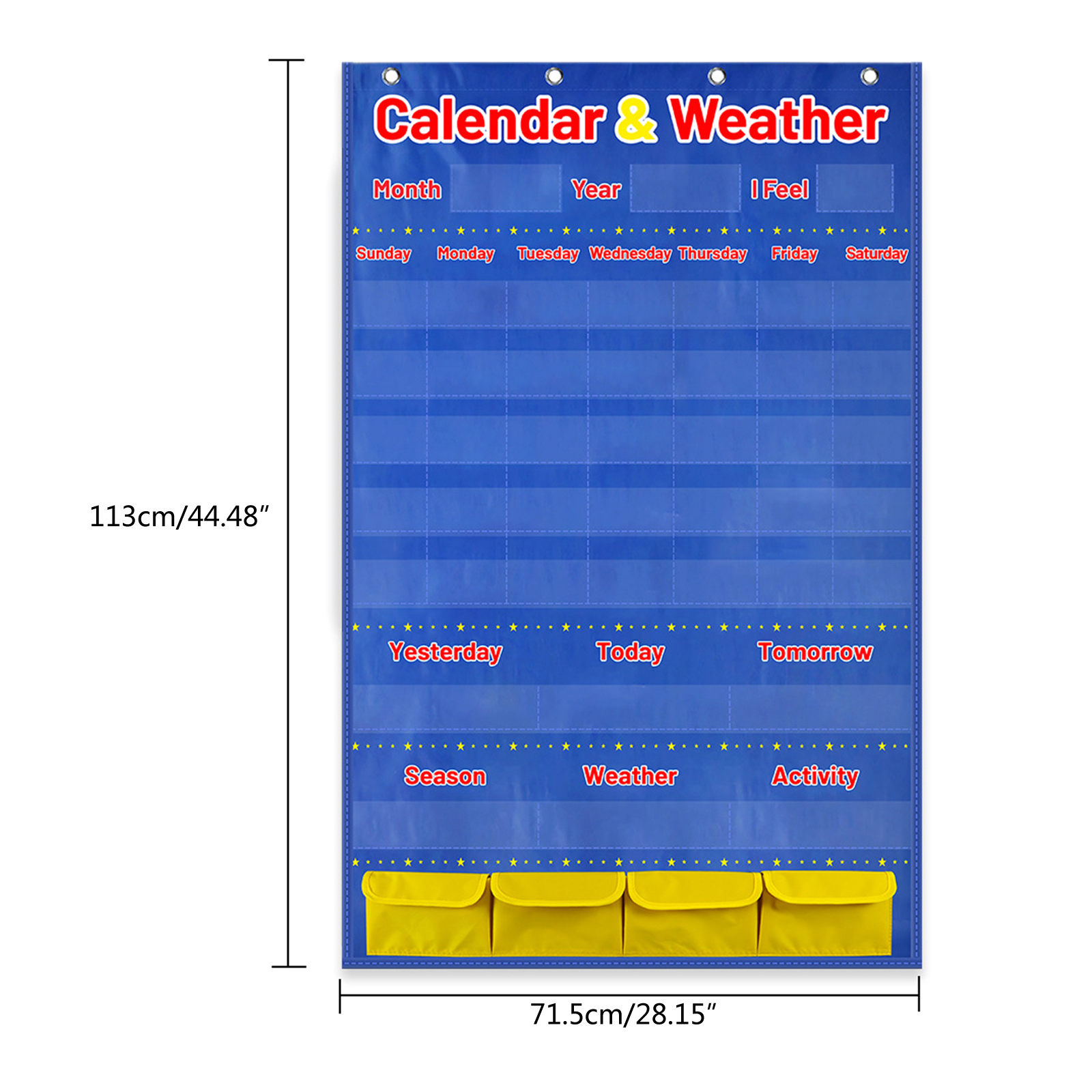 Calendar Weather Pocket Chart Classroom Monthly Calendar Chart with 114 Cards for Classroom Kindergarten Homeschooling