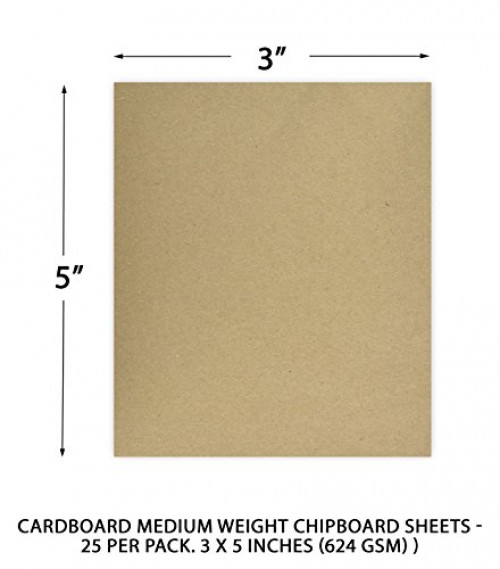 Chipboard - Cardboard Medium Weight Chipboard Sheets - 25 per Pack. 3 x 5