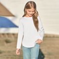 thumbnail image 4 of Girls Shirts Size 7-8 Girls Clothes Girls Long Sleeve Shirts Kids Arc Hem Side Slit Soft Tunic Tops T Shirts, 4 of 6