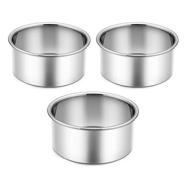 Walchoice 4 inch Small Cake Pan Set of 3, Stainless Steel Metal Mini Round Smash Cake Baking Pans
