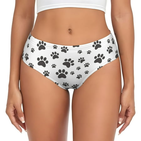 Womens Underwear - cute Dog paw black white No Show Seamless Underwear for Women  Soft Stretch Womens Panties  Hipster Ladies Panties Bikini Underwear Briefs