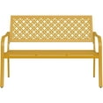 thumbnail image 3 of GRANDPATIO Metal Outdoor Bench, Sunflower Yellow, Geometric Modern Patio Bench, Weather-Resistant, Yellow, 3 of 9