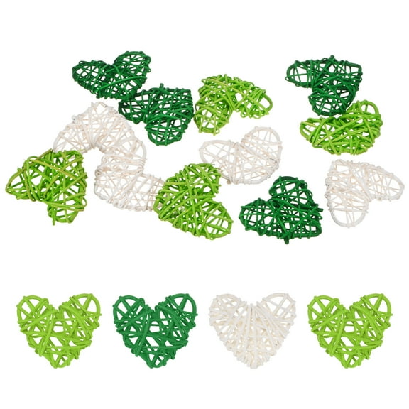 Uxcell 12-Pack Heart Shaped Wicker Rattan Balls 60mm/2.36 Inch Decorative Rattan Balls for Christmas Weddings Thanksgiving Dark Green, Light Green, White