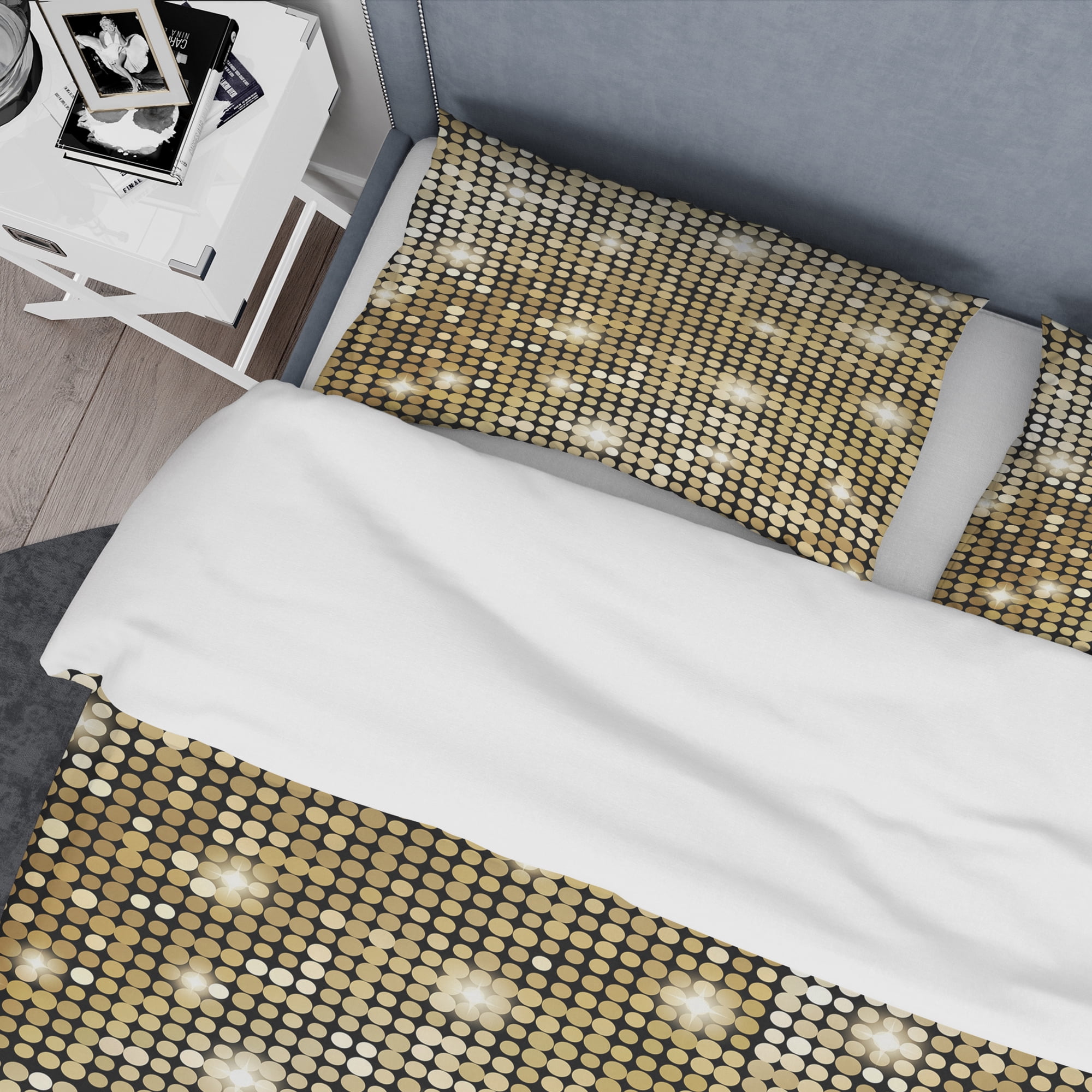Designart 'Abstract Gold Mosaic' Mid-Century Modern Duvet Cover Set
