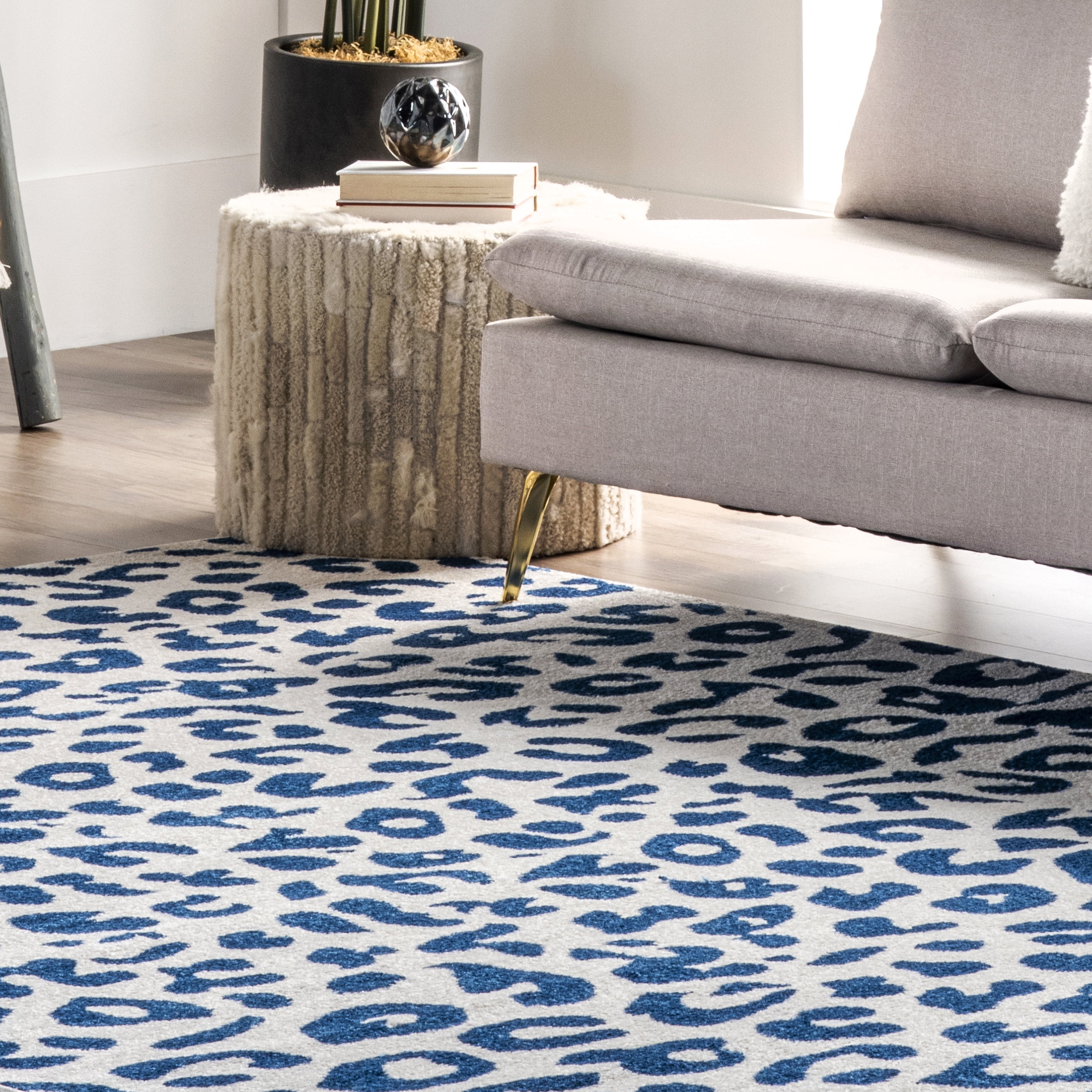 nuLOOM Print Leopard Area Rug, 4' x 6', Blue