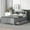 Gray, variant on Newest Full Size Platform Bed with Storage Headboard, USB, Twin Size Trundle and 3 Drawers, Gray