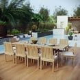 thumbnail image 2 of Modern Contemporary Urban Design Outdoor Patio Balcony Garden Furniture Side Dining Chair and Table Set, Wood, White Natural, 2 of 9