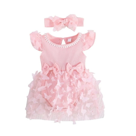

Jamicy Baby Romper Girls 0-3 Years Baby Butterfly Princess Bodysuit With Turban Newborn Children s Wear Girls Jumpsuits