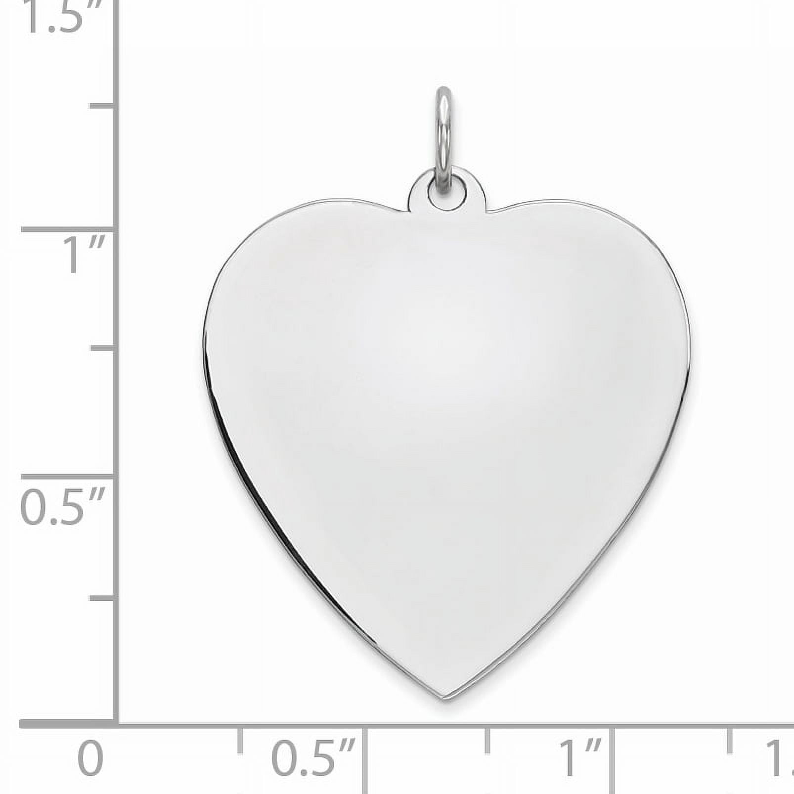 925 Sterling Silver Polished Engraveable Love Heart Disc Charm 31x25mm Wide Pendant Necklace for Women