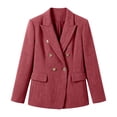 thumbnail image 6 of JGGSPWM Women's Tweed Blazers Business Casual Long Sleeve Double Breasted Jackets Open Front Work Suits Red L, 6 of 8