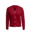 thumbnail image 4 of HLKJKLS Winter Clothing For Women Lightweight V Neck Cardigan Button Down Cable Knit Sweater Long Sleeve Knit Fabric Red Xs-Xxl, 4 of 5