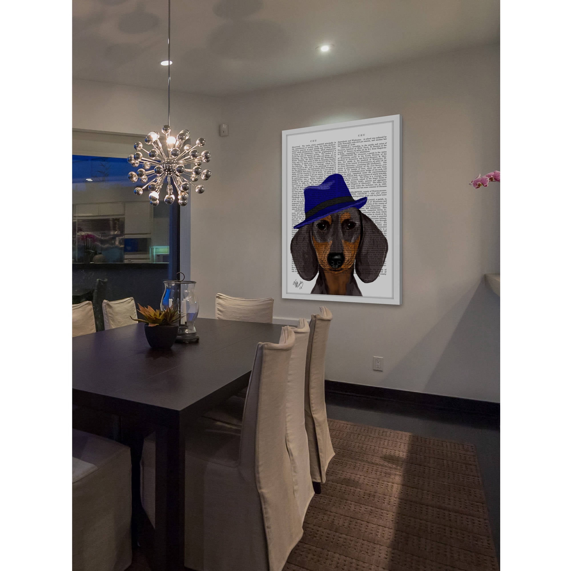 Marmont Hill "Dachshund with Blue Trilby" Framed Painting Print