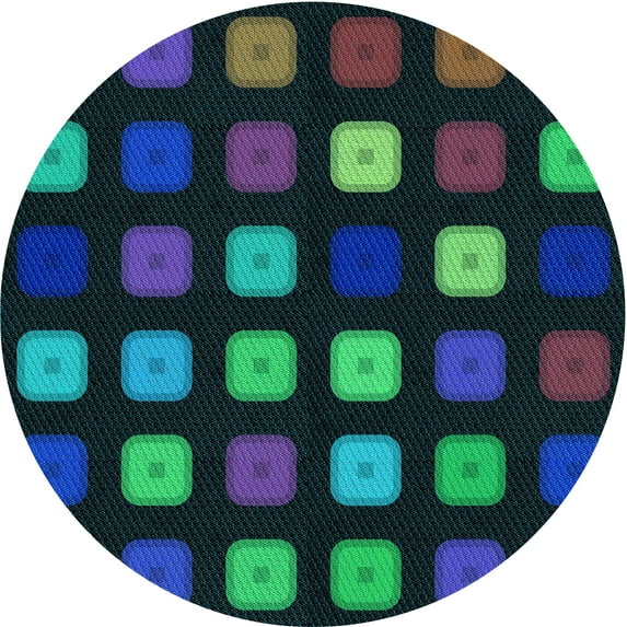 Ahgly Company Machine Washable Indoor Round Transitional Dark Cyan Green Area Rugs, 5' Round