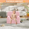 thumbnail image 7 of Kids Couch, 2-in-1 Convertible Teddy Fleece Fabric Toddler Sofa Chair, Soft Fold Out Couch Lounger for Kids, Comfy Children's Sofa Bed for Playroom, Nursery, Birthday Gift (Pink), 7 of 7