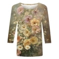 thumbnail image 5 of Viikei Stylish Everyday Women's Round Neck 3/4 Sleeve Top,Women Fashion Casual Printed Round Neck Three Quarter Sleeve 3/4 Sleeve T-shirt Loose Multicolor M, 5 of 5