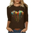 thumbnail image 1 of PEZHADA Blouses pour Femmes Manches 3/4 Mode Féminine Manches Trois-Quarts Col Rond Rétro Imprimé Hauts Amples Blouse Manches Trois-Quarts, 1 of 9