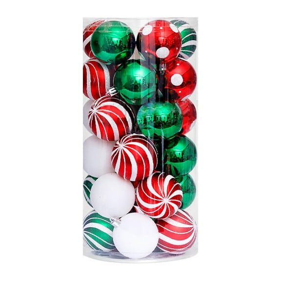 XEOVHV 30PCS Christmas Balls Ornaments - 2.36’’ Red Green White Christmas Ball Ornaments, Shatterproof Christmas Balls Ornaments for Christmas Tree, Hanging Ornaments for Xmas Trees Holiday Party