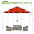 thumbnail image 4 of Scafild | 10ft Outdoor Patio Umbrellas with Solar Lights, 3 Tier Vented Large Market Table Umbrella with 8 Sturdy Ribs & 1.5" Pole UV Protection for Garden Deck Backyard Pool - Red, 4 of 9
