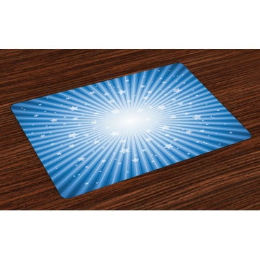 Ambesonne Vintage Blue Place Mats Set of 4, Retro Burst Stars, Standard Size, Blue and White