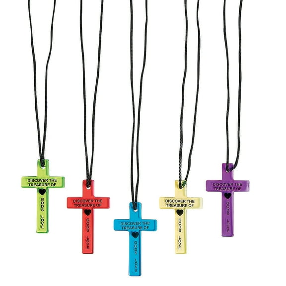 Gem Color Cross Necklaces (4Dz) - Jewelry - 48 Pieces