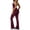 Red, variant on Fashion Womens Sleeveless Flared Leg Jumpsuits V-Neck Stretch Slim Fit Solid Color Tight Rompers with Back Cross Wide Straps Fashion Bodysuits for Spring/Summer Red M