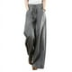 thumbnail image 3 of Pantalones holgados de lino y algodón de primavera y verano de estilo coreano, de pierna ancha y talle alto, rectos, de lino para mujer, 3 of 6