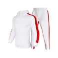 thumbnail image 4 of Innerwin Gym Sets 2 Pcs Mens Loungewear Running Two Pieces Drawstring Trousers With Pockets Homewear White L, 4 of 5